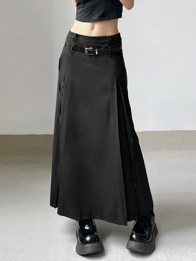 ZANZEA női tömör maxi szoknyák divatos koreai alacsony derekú Jupe Vintage redők fűzős Faldas Holiday 2024 tavaszi A-vonalú szoknyák