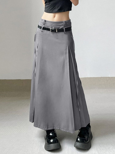 ZANZEA női tömör maxi szoknyák divatos koreai alacsony derekú Jupe Vintage redők fűzős Faldas Holiday 2024 tavaszi A-vonalú szoknyák