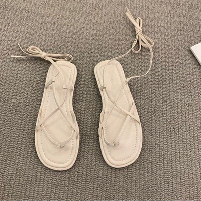 γυναικεία σανδάλια 2024 Καλοκαίρι Νέα άφιξη Μόδα Σαγιονάρες Στρογγυλά δάχτυλα Σταυρός λουράκι Μονόχρωμα σανδάλια Casual Flat Γυναικεία Παπούτσια