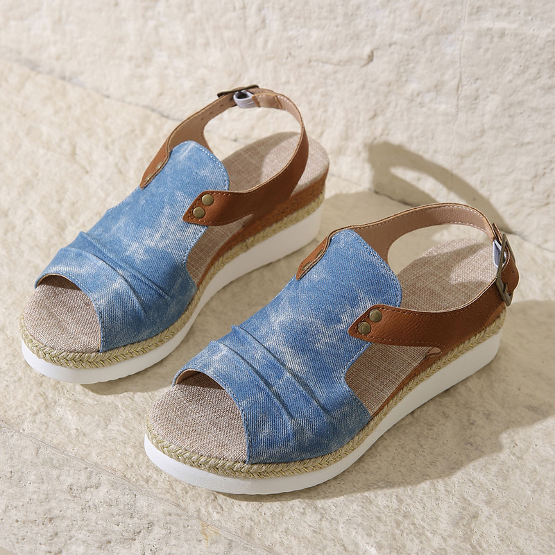 Ženske cipele Ženske cipele Sandale s debelim potplatom na klin Modne prozračne valovite sandale s ribljim ustima Ženske dotjerane sandale 2024.