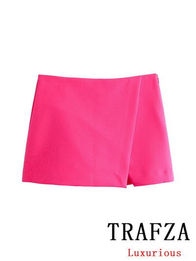 TRAFZA Vintage ležerna šik ženska suknja Jednobojna asimetrična kratka uska ravna suknja Modna ulična mini suknja za proljeće 2024.