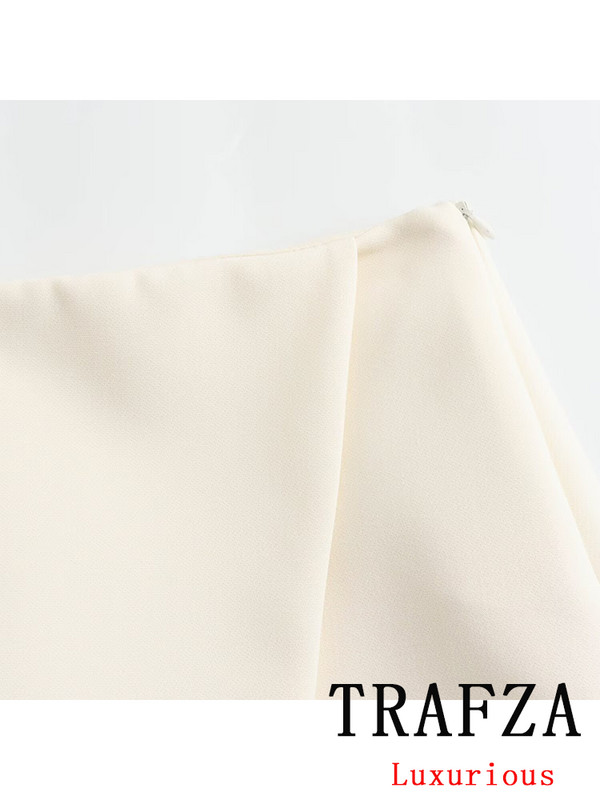 TRAFZA Vintage ležerna šik ženska suknja Jednobojna asimetrična kratka uska ravna suknja Modna ulična mini suknja za proljeće 2024.