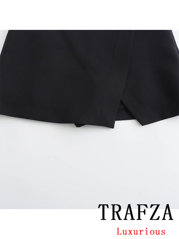 TRAFZA Vintage ležerna šik ženska suknja Jednobojna asimetrična kratka uska ravna suknja Modna ulična mini suknja za proljeće 2024.