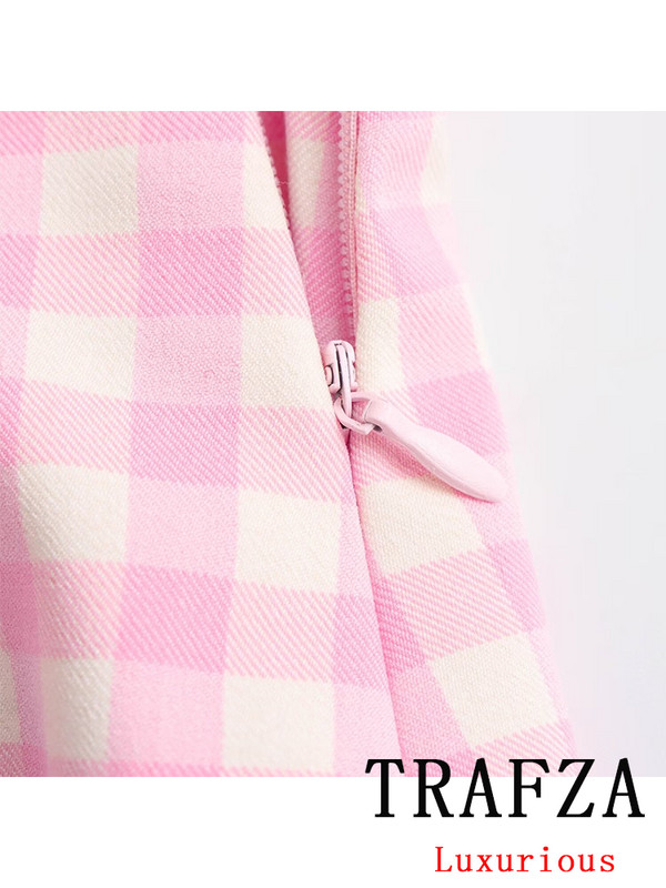 TRAFZA Vintage ležerna šik ženska suknja Jednobojna asimetrična kratka uska ravna suknja Modna ulična mini suknja za proljeće 2024.