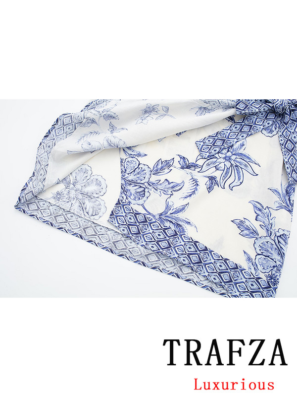 TRAFZA Vintage Casual Chic Fusta Femei Imprimat Fundă Mini Fustă șiretă Moda 2024 Primăvara Vară Fuste Boho Vintage