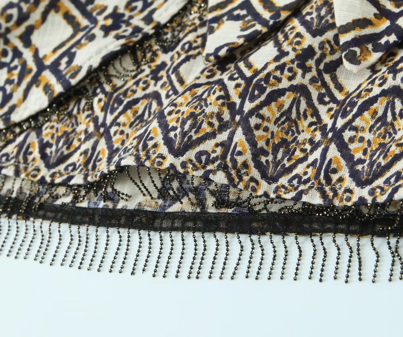 TRAF 2023 Nyári Női Vintage Geometric Print Mini szoknya magas derekú csokornyakkendő Bojt szoknyák Divat Nyári Ünnep Mujer Faldas