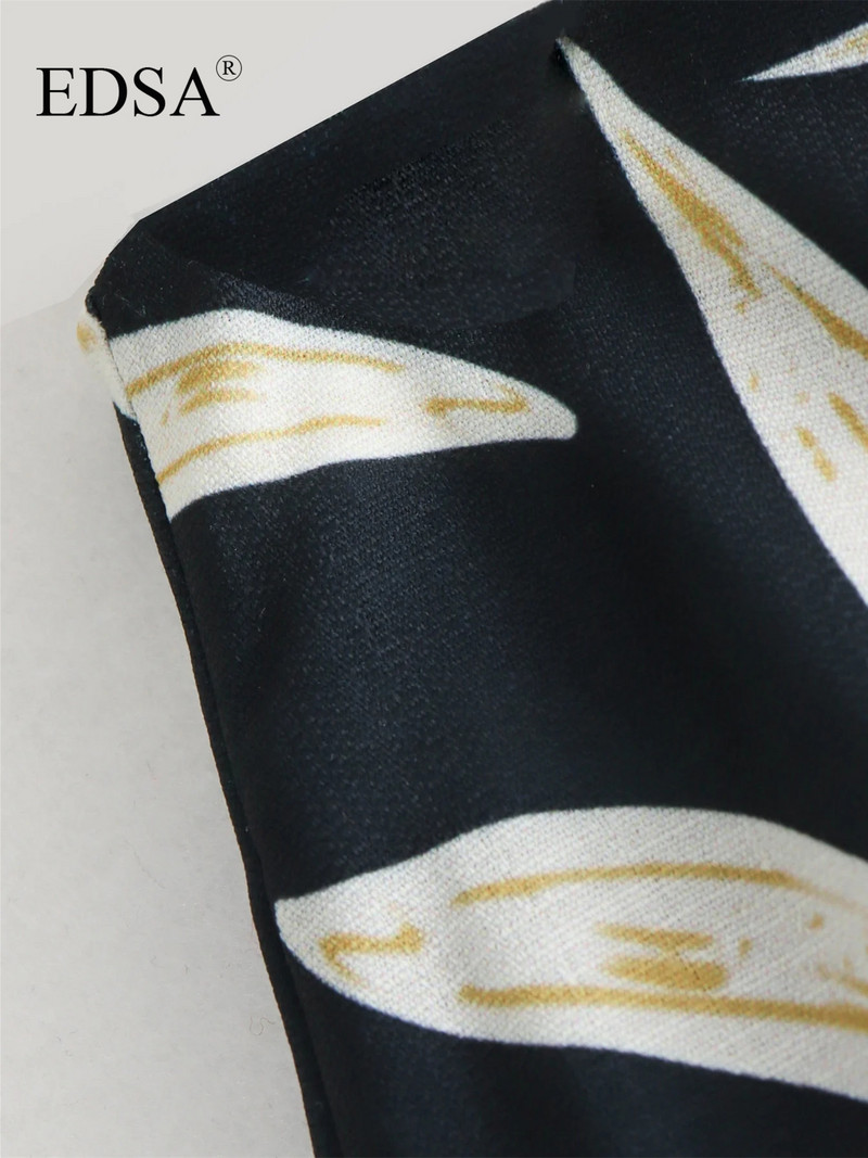 Fusta mini cu ciucuri imprimate EDSA pentru femei, cu fundă, stil de plajă de vară 2024 pentru fuste ocazionale cu talie înaltă pentru femei