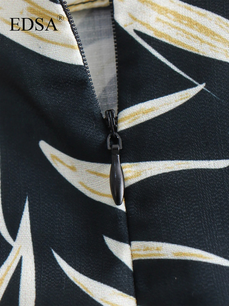 Fusta mini cu ciucuri imprimate EDSA pentru femei, cu fundă, stil de plajă de vară 2024 pentru fuste ocazionale cu talie înaltă pentru femei