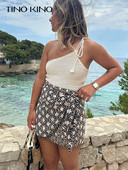 Mini suknja s printom s resicama Ženske modne ženske suknje visokog struka na vezanje 2024. Proljeće ljeto Ležerne praznične dame A-kroja za sve kombinacije