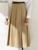 Fusta Vintage Office Lady ZANZEA Moda coreeană plisată Femei cu talie înaltă Jupe 2023 de primăvară Falda de vacanță lejeră fuste maxi solide
