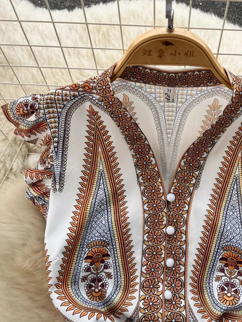 Rochie maxi tip cachetelerie de vară, cu mâneci zburătoare, cu decolteu în V, boem, cu un singur piept, cu centură în talie, haină șic cu imprimeu