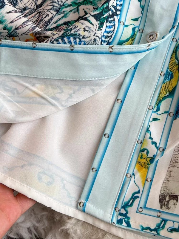 Rochie de vară cu mâneci bufante, verde, imprimeu cu frunze de la pista de vară