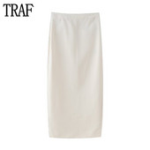 TRAF 2024 ίσιες μίντι φούστες για γυναίκες Ψηλόμεση μακριά φούστα Γυναικεία καλοκαιρινή παραλία Γυναικείες φούστες Streetwear Slit Woman