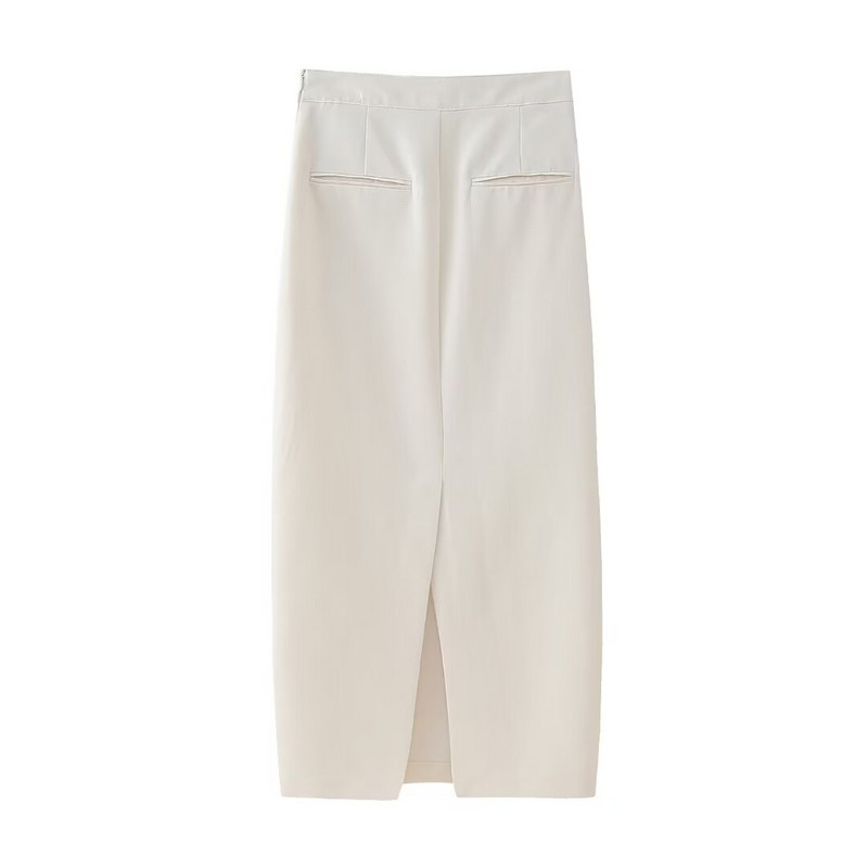 TRAF 2024 ίσιες μίντι φούστες για γυναίκες Ψηλόμεση μακριά φούστα Γυναικεία καλοκαιρινή παραλία Γυναικείες φούστες Streetwear Slit Woman