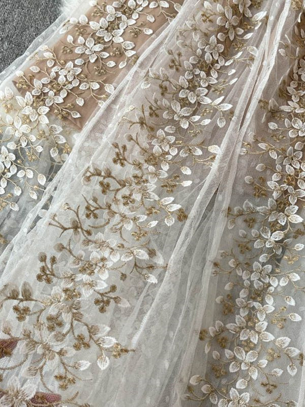 Új divatos női hímzett virágos ruha, női V nyakú, fél ujjú, elegáns vintage pontozott hálós patchwork, csipke, hosszú melltartók