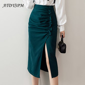 Fuste midi pentru femei, modele care se potrivesc, fuste midi pentru femei, fuste vintage coreene cu talie înaltă, pliuri șic, pantaloni de îmbrăcăminte de stradă casual