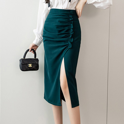 Fuste midi pentru femei, modele care se potrivesc, fuste midi pentru femei, fuste vintage coreene cu talie înaltă, pliuri șic, pantaloni de îmbrăcăminte de stradă casual