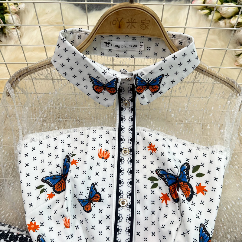 2024. aasta suvine liblikasprindiga võrkkleit, võrkkleit, vöökoht, seotud kaar, A-jooneline plisseeritud särk, naiste kleit