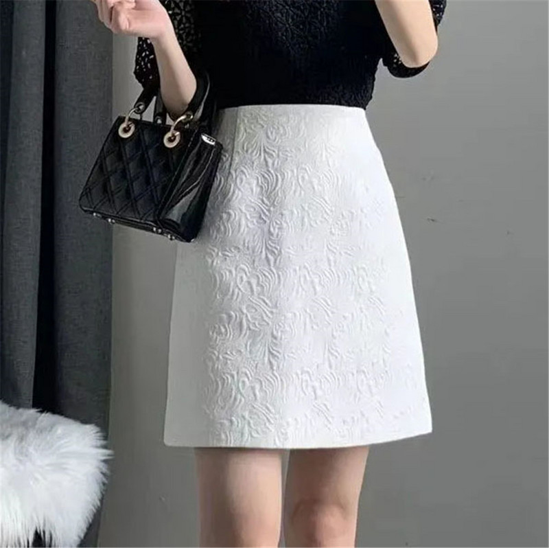 2024 Κορεάτικο στυλ Άνοιξη Καλοκαίρι Νέα Ζακάρ Φούστα Commuting Ιδιοσυγκρασία Κοντές φούστες Γυναικεία ψηλόμεση λεπτή λευκή φούστα σε γραμμή Α