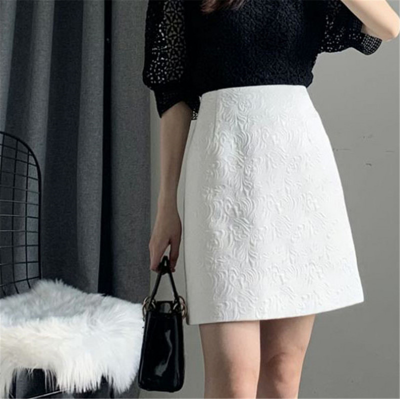 2024 Κορεάτικο στυλ Άνοιξη Καλοκαίρι Νέα Ζακάρ Φούστα Commuting Ιδιοσυγκρασία Κοντές φούστες Γυναικεία ψηλόμεση λεπτή λευκή φούστα σε γραμμή Α
