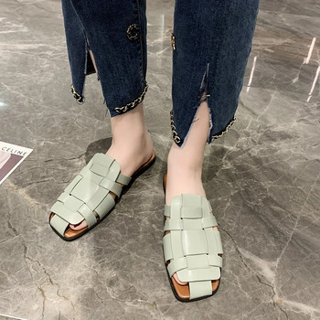 Дамски чехли Летни нови ръчно плетени плоски сандали за открито Развлечение на открито Семпли дамски ежедневни основни джапанки Обувки Зелено