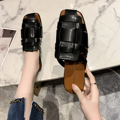 Γυναικείες παντόφλες Καλοκαιρινές Νέα Χειροποίητα πλεκτά Flat Outdoor Σανδάλια Leisure Outdoor Simple Γυναικεία Casual Basic Σαγιονάρες Παπούτσια Πράσινα