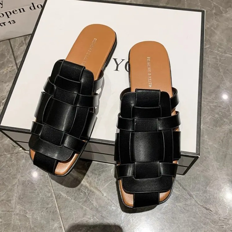 Γυναικείες παντόφλες Καλοκαιρινές Νέα Χειροποίητα πλεκτά Flat Outdoor Σανδάλια Leisure Outdoor Simple Γυναικεία Casual Basic Σαγιονάρες Παπούτσια Πράσινα