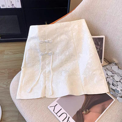 Ķīniešu stila vintage balti eleganti sadalīti mini svārki pavasara vasaras modes melni ar augstu vidukli ballītes īsi svārki sieviešu apģērbi jauni