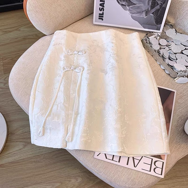 Ķīniešu stila vintage balti eleganti sadalīti mini svārki pavasara vasaras modes melni ar augstu vidukli ballītes īsi svārki sieviešu apģērbi jauni