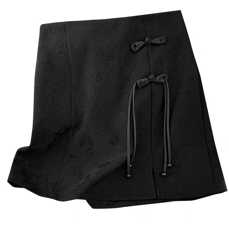 Ķīniešu stila vintage balti eleganti sadalīti mini svārki pavasara vasaras modes melni ar augstu vidukli ballītes īsi svārki sieviešu apģērbi jauni