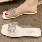 Papuci pentru femei 2023, la modă nouă, șlapi cu vârf deschis, cu strasuri de lux pentru femei, încălțăminte pentru femei, pantofi de exterior pentru femei