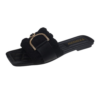 Papuci de vară pentru femei, plat de lux, cu design de cristal, pantofi de plajă în aer liber, sandale, pantofi de marcă, pantofi pentru femei, 2024 nou coreeană