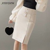 Modna ženska uredska elegantna pencil suknja do koljena Visoki struk i omotane suknje Ženske elegantne nabore Ležerne ženske donje nogavice