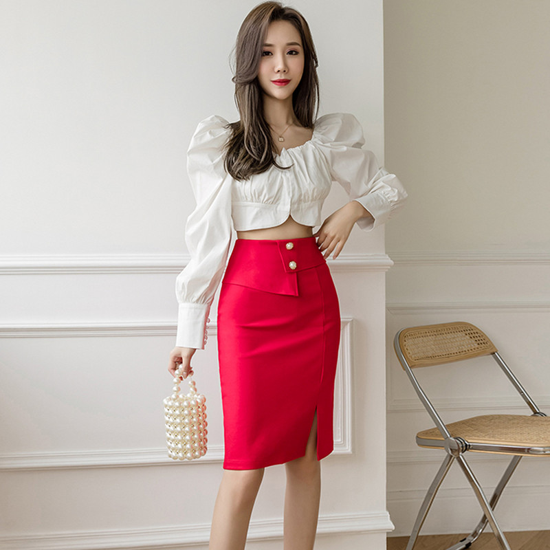 Modna ženska uredska elegantna pencil suknja do koljena Visoki struk i omotane suknje Ženske elegantne nabore Ležerne ženske donje nogavice