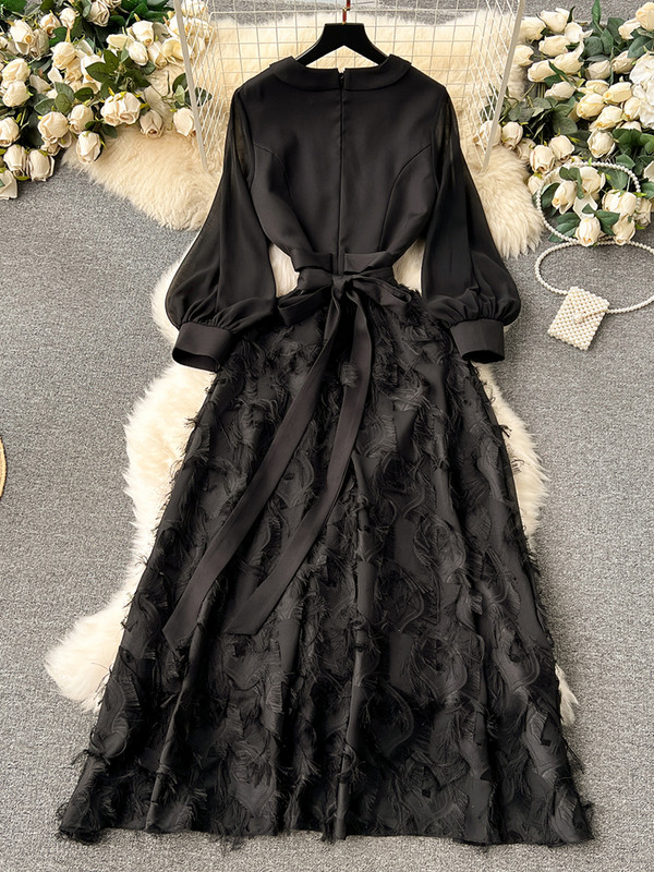 Γυναικείο φόρεμα EWQ Sweet Style Puff Μακρυμάνικο Fake Dyece Patchwork Ψηλόμεση A-line Vestidos Χειμώνας Άνοιξη 2024 Νέο SN5151