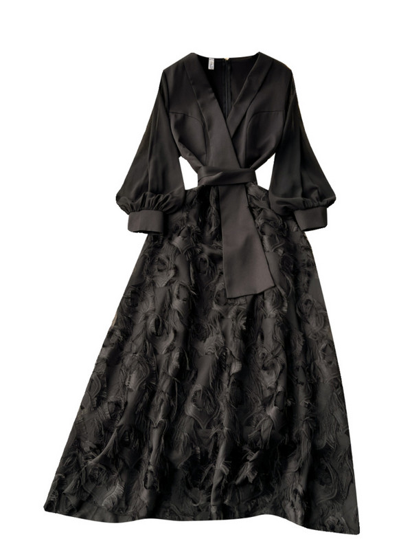 Γυναικείο φόρεμα EWQ Sweet Style Puff Μακρυμάνικο Fake Dyece Patchwork Ψηλόμεση A-line Vestidos Χειμώνας Άνοιξη 2024 Νέο SN5151