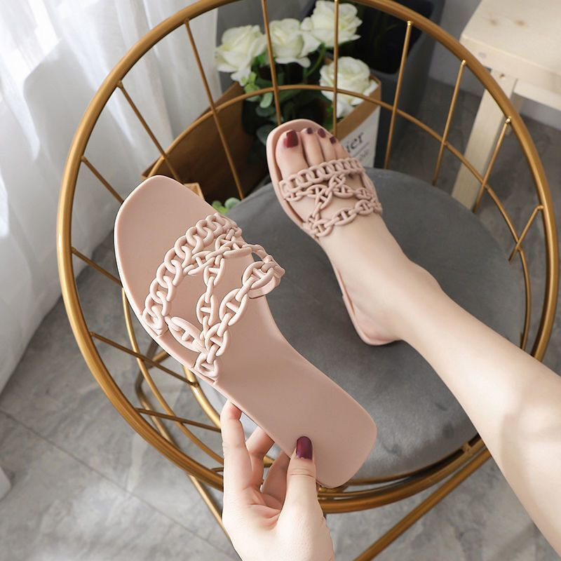 2024 Άνοιξη/καλοκαίρι νέο γυναικείο χρώμα καραμέλας PVC outdoor leisure all-match αντιολισθητικές παντόφλες παραλίας για το σπίτι ανθεκτικά σανδάλια ms