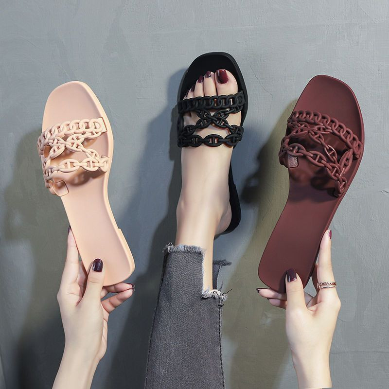 2024 Άνοιξη/καλοκαίρι νέο γυναικείο χρώμα καραμέλας PVC outdoor leisure all-match αντιολισθητικές παντόφλες παραλίας για το σπίτι ανθεκτικά σανδάλια ms