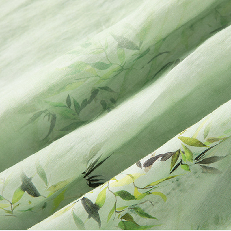 Γυναικείο καλοκαιρινό φόρεμα με στάμπα από βαμβάκι και λινό με μανίκια πέτο, νέο κορεάτικο στυλ, λογοτεχνικό χαλαρό ταμπεραμέντο casual φόρεμα