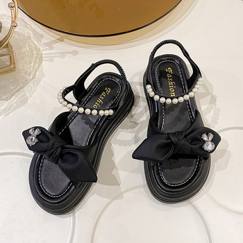 Σανδάλια καυτών πωλήσεων για γυναίκες το καλοκαίρι με χοντρή σόλα Fairy Style Pearl Beach Shoessoft Soled Fashion Roman Shoes Sindals Platform