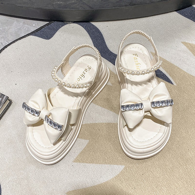 Vruće prodavane ženske sandale ljeti, debele potplate, cipele za plažu s bisernim đonom, mekane modne rimske cipele, sandale s platformom