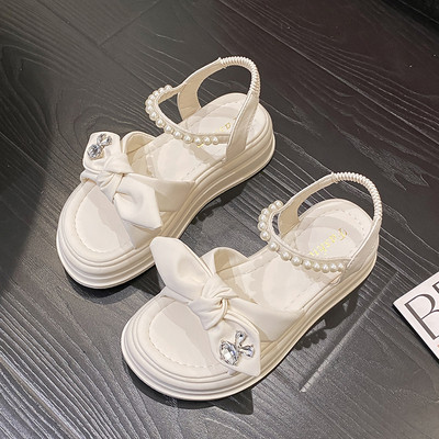 Vruće prodavane ženske sandale ljeti, debele potplate, cipele za plažu s bisernim đonom, mekane modne rimske cipele, sandale s platformom