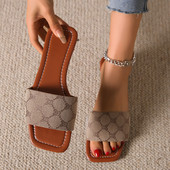 2024 Slip on Flat slippers for Women Outwear Summer Νέο κέντημα Στρογγυλή κεφαλή ανοιχτή χοντρή σόλα Γυναικεία σανδάλια εξωτερικού χώρου