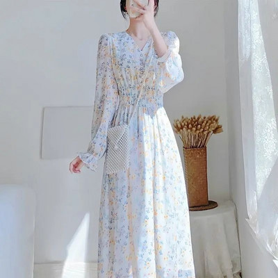 Maxi șifon rochii florale din mătase pentru femei satin flori rochie femeie haine lungi la promoție bumbac elegant șic G Y2k Harajuku