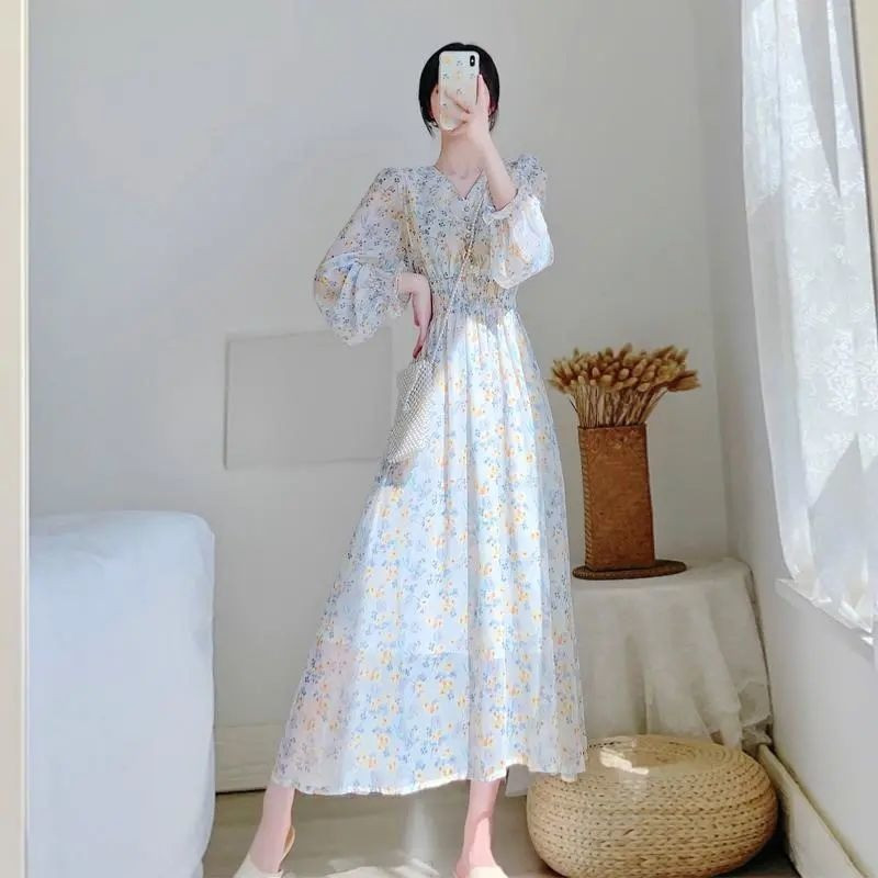 Maxi Chiffon Floral μεταξωτά φορέματα για γυναίκες Flower Satin Γυναικείο Φόρεμα Μακριά Ρούχα σε Προώθηση Cotton Elegant Chic G Y2k Harajuku