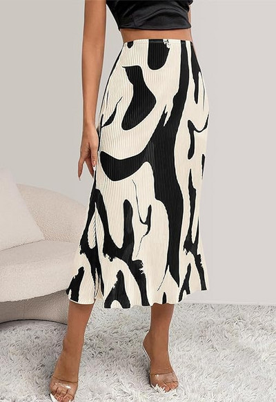 Ženske ljetne 2024. plisirane duge suknje s grafičkim printom visokog struka za žene Trendy plisirana midi suknja