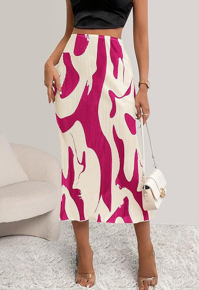 Ženske ljetne 2024. plisirane duge suknje s grafičkim printom visokog struka za žene Trendy plisirana midi suknja