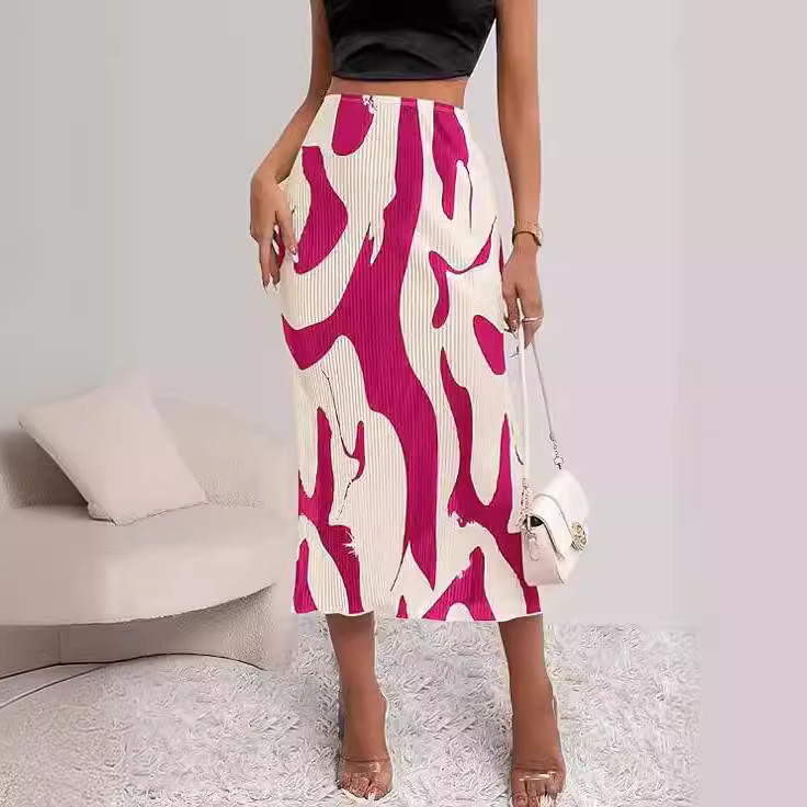 Ženske ljetne 2024. plisirane duge suknje s grafičkim printom visokog struka za žene Trendy plisirana midi suknja
