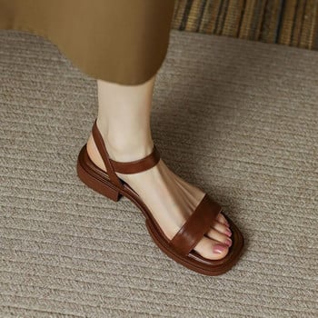 Летни дамски сандали с ниски токчета Елементарни офис дамски ежедневни обувки за открито Дамски лаконични 2023 г.