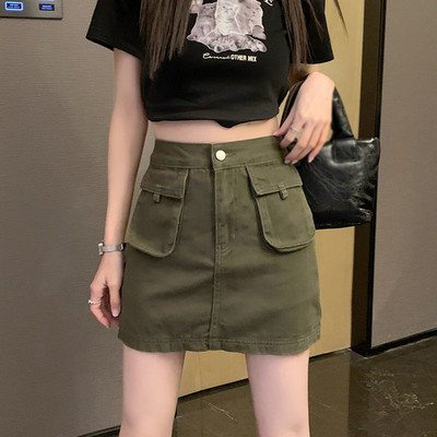 Ženska svestrana kratka suknja u stilu trapera, seksi korejska jednobojna suknja s osjećajem dizajna omotanih na bokovima